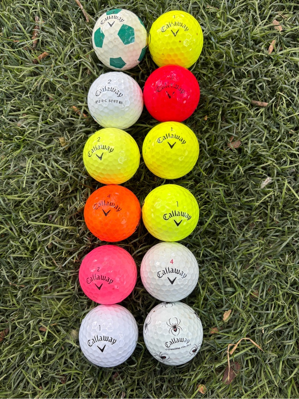 Callaway Neon and White Mixed Golf 12 Ball Set